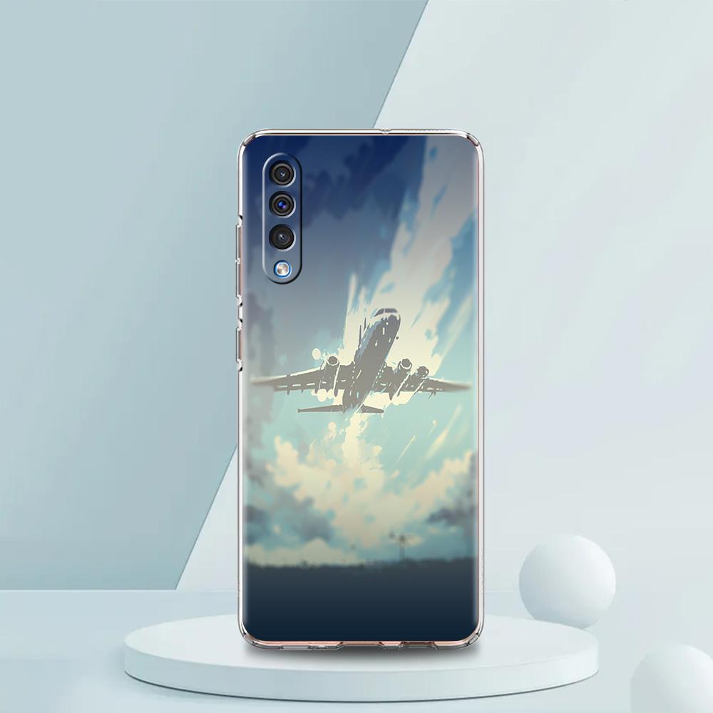 Travel-Inspired Airplane Route Transparent Phone Case for Samsung Galaxy A16 A14 A12 A22 A24 A42 A02 A03S A06 A20 A30 A40 Cover