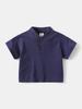 2026 Boys' Stand Collar Short Sleeve Polo Shirt - Versatile, Handsome Korean Style Solid Color T-shirt for Summer