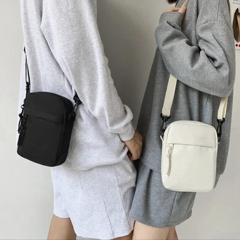 Ladies Luxury Bags Csw003 Women's White/Black Canvas Crossbody Bag Trend Oxford Shoulder Handbag Korean Solid Color Student Phone Bag Simple Shopper Bags Purse