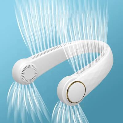 2000mAh Portable Outdoor Small Fan USB Charging No Leaf Hanging Neck Fan 3 Speed Adjustable Wireless Bladeless Neck Fan