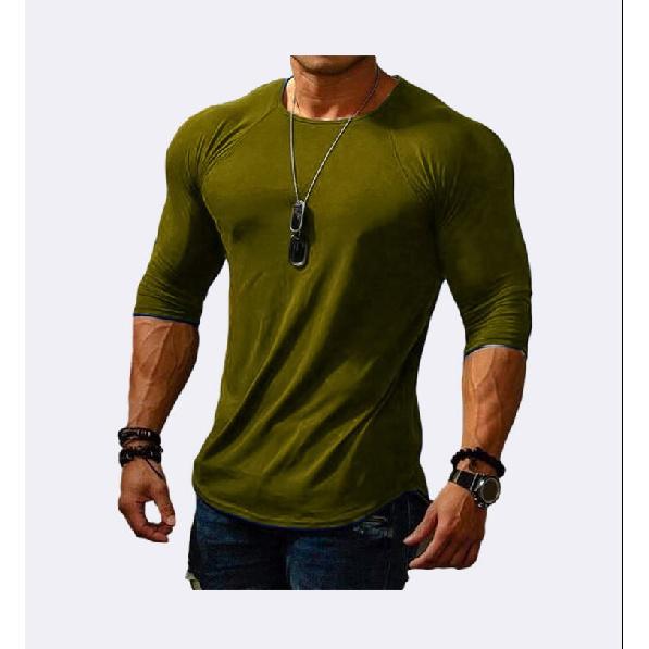 Spring and Summer New Casual Solid Color Men's Round Neck Long Sleeve T-shirt Slim Fit Youth T-shirt