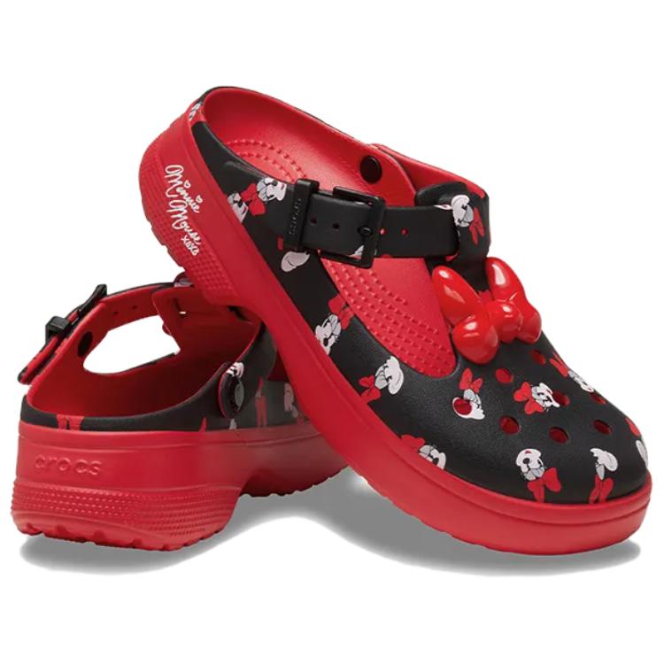 Crocs Classic Minnie Lightweight Breathable Clogs Women Footwear Black Red 211143-90H