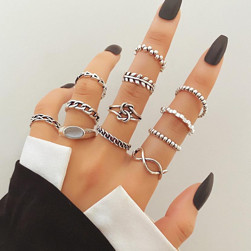 Vintage Distressed Butterfly Snake-shaped Ring Set - Multi-jointed Open-ended Set Ring Set