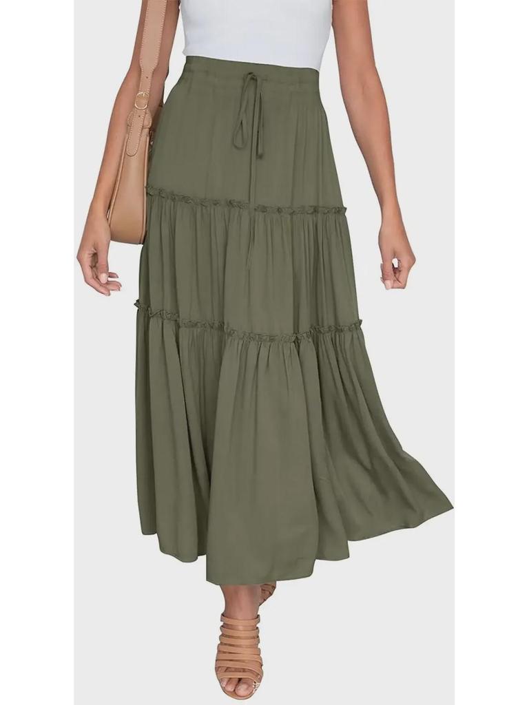European and American Women's Bohemian High-Waist A-Line Pleated Skirt