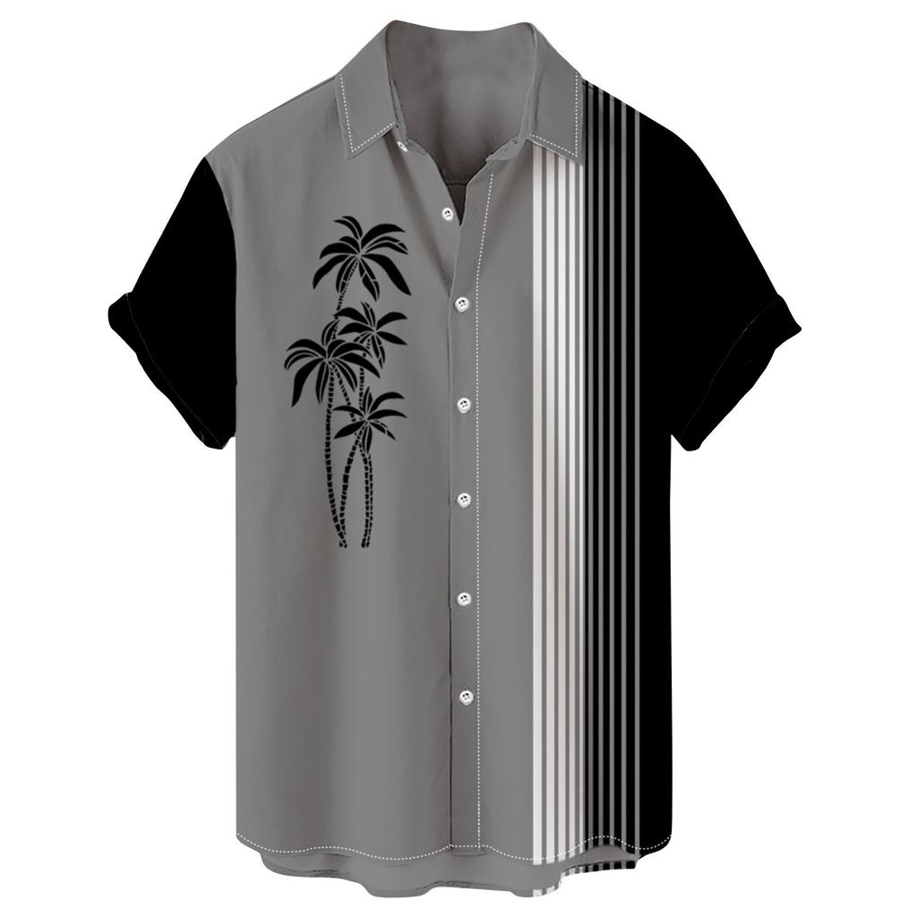 Pánské havajské košile s krátkým rukávem s potištěným knoflíkem Pánská móda pro volný čas Košile s krátkým rukávem