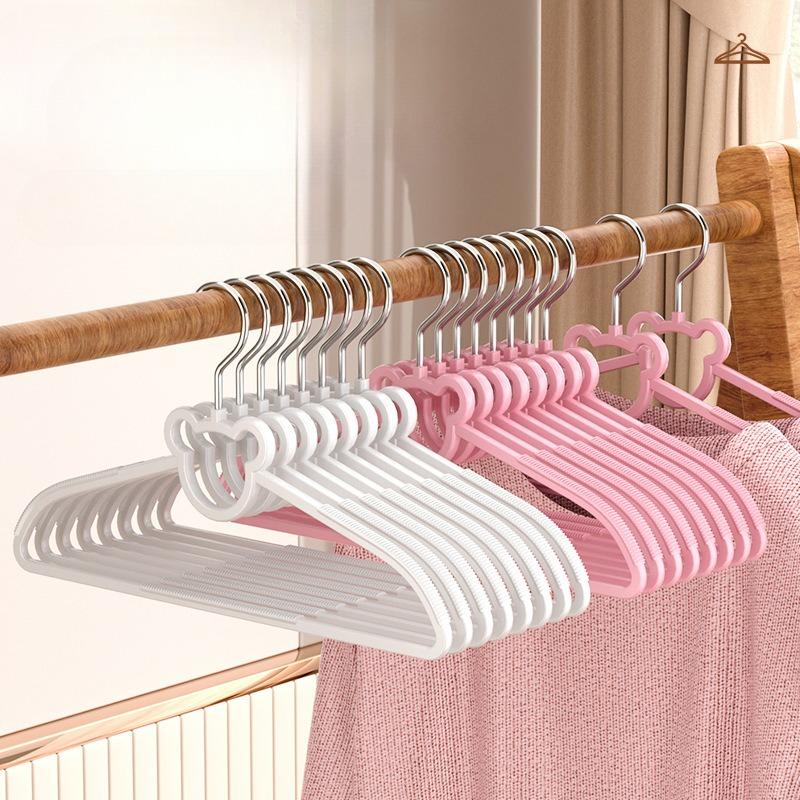 5/10 Stück Rosa/Weiß Niedliche Bären Kleiderbügel,Rutschfeste Platzsparende Dünne PP-Kleiderbügel für Mantel Jacke Kleid,Haushaltskleiderständer