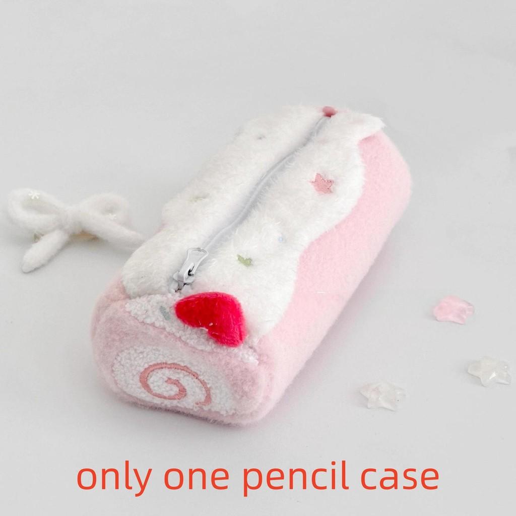 Пенал-рулет для студентов из плюша, большая вместимость, милая сумка для хранения розовый