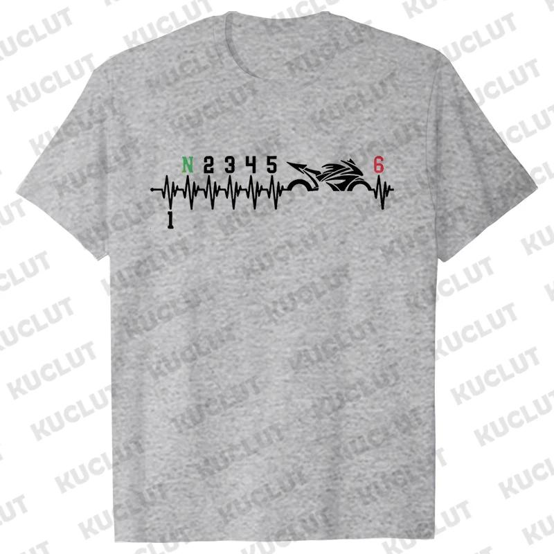 Casual Men T-Shirt Short Sleeve T-Shirt 1N23456 Motorcycle Gear Shift Heartbeat Biker Print Tops Men Clothing Fashion T-Shirt