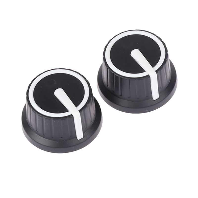 2Pcs Black White Rubber Half Shaft Knob Potentiometer Rotary Encoder Volume Switch Cap 25*25.5Mm