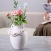 White Ceramic Vase Hollow Chain Geometric Buckle Porcelain Bottle Ceramic Handicraft Room Decoration Accessories Flower Vase