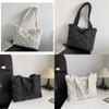 2023 Winter Fashion Rhombus Cotton Shoulder Bag For Women Street Style Large Capacity Embroidery Trendy Tote Bag