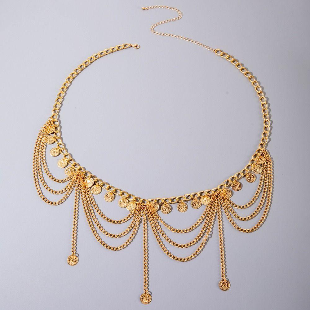 Silver Metal Body Chain Belt Body Jewelry Vintage Tassel Waistchain Girls