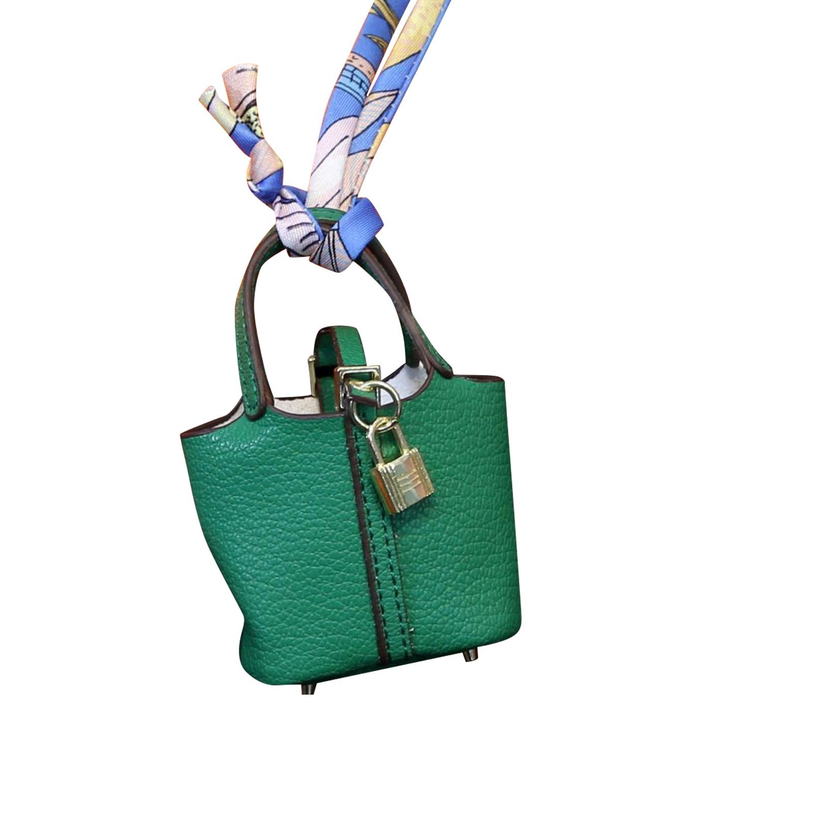 

Милая подвеска в виде сумки-корзины, высококачественная кожаная подвеска-брелок для автомобиля, милая креативная подвеска One Size зелёный