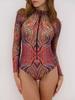 Women's Sexy V-Neck Printed One-Piece Swimsuit