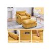 Fauteuil moderne - MUVOE - Surdimensionné - Tissu chenille - Repose-pieds - Poche de rangement