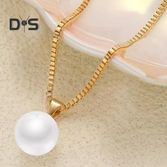 Faux Pearl Jewelry Set for Women White Faux Pearl Necklace Hoop Earrings Set for Bride Bridesmaid Wedding Accessory