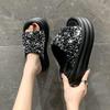 Fairy Style Beautiful Slippers Female Summer Wear Fashion Thick Bottom Casual Sequins Small High Sense Beach Sandals