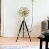 Nautical Brass Antique Finish Floor Fan with Black Tripod - Adjustable Electric Pedestal Fan - Retro Industrial Modern Twist Home Accent