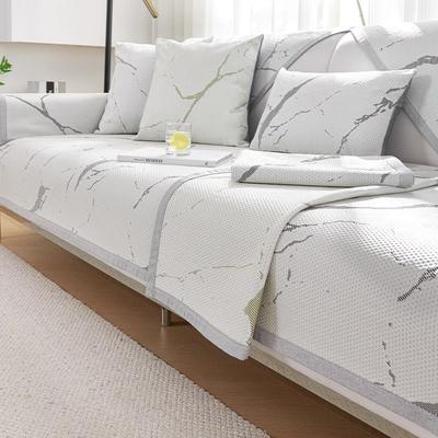 Summer Cooling Fabric AntiSlip Sofa Cover for Living Room Marble Pattern Breathable Ice Silk Sofa Slipcover Simplicity Couch Mat