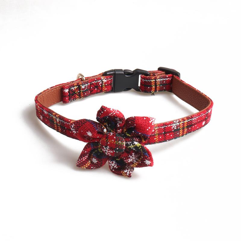 

Рождественский ошейник для собак, съемный цветочный ошейник для домашних животных для маленьких и больших собак/кошек, ошейник с подсолнухом из искусственной кожи, рождественский подарок для кошек/собак красный