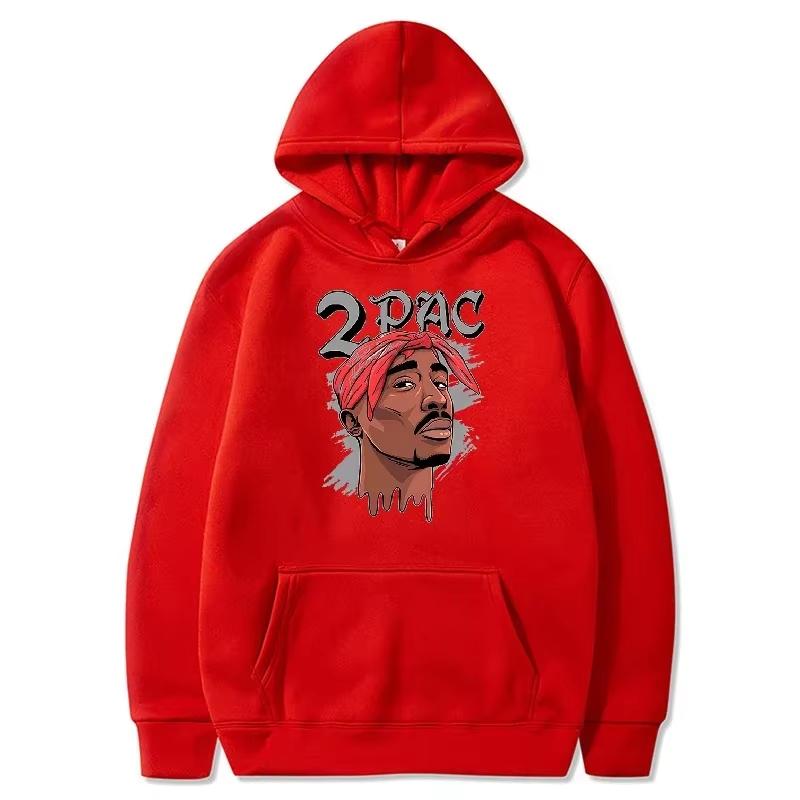 Hot Sale 2PAC Tupac Hip Hop Portrait Print Hoodie Rapper Vintage Streetwear Unisex Pullover Sweatshirt Loose Cozy and Versatile