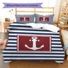 Nautical Theme Pattern Bedding Quilt Set Quilt Cover Pillowcase Home Decoration Gift (1 * Duvet Cover + 2 * Pillowcase, Without Core)