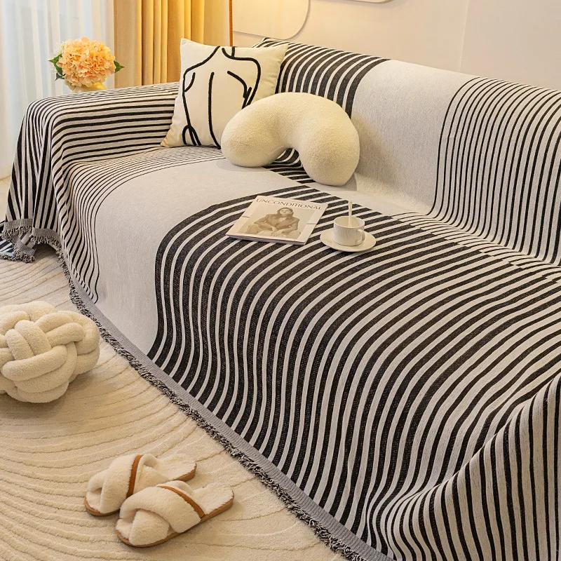 Nordic Tassel Throw Blanket Four Season Sofa Cover Dust Anti-cat Scratch Protection Cover Sofa Blanket Carpet Travel Rug Tassels