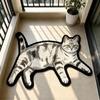 Non Slip Cat Floor Mat Absorbent Bedside Carpet Room Accessory Cat Shaped Rug  Bathroom