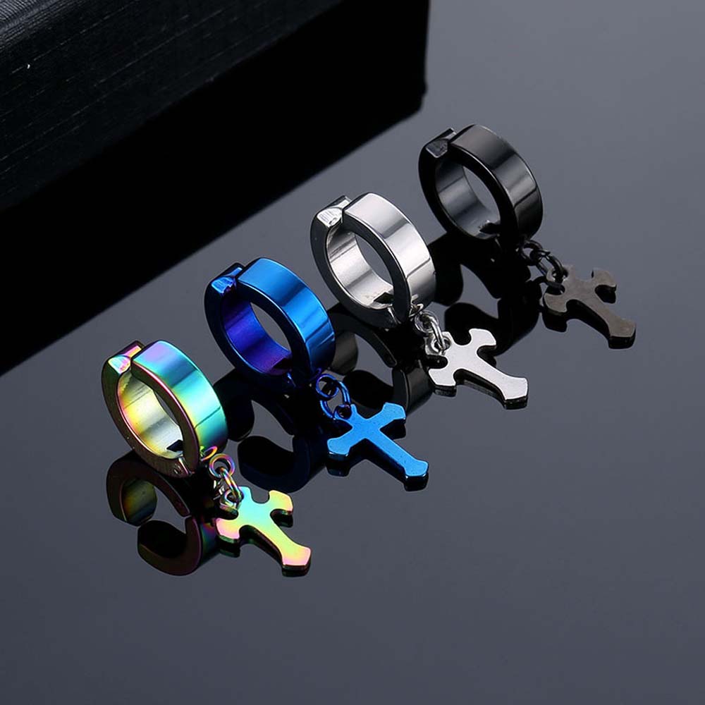No Ear Hole Steel Ear Bone Clip Gift Accessories Punk Men Earrings Steel Cross Earrings Outdoor