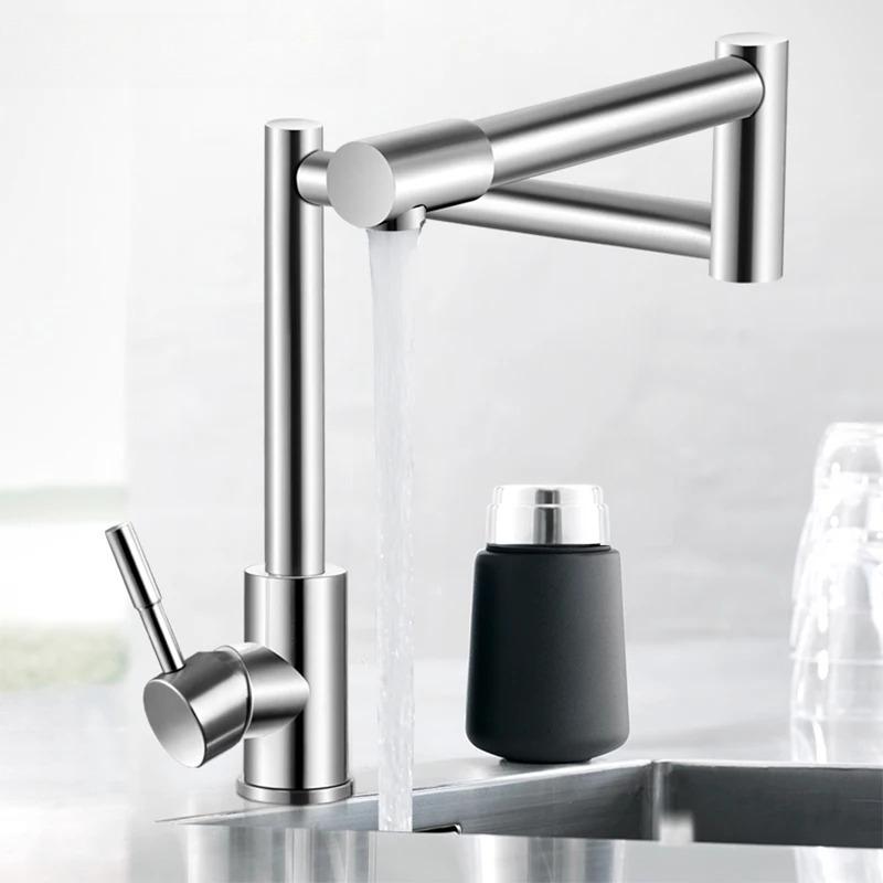 

For BAKALA 304 Robinet De Cuisine Pliant Sans Plomb En Acier Inoxydable Robinets De Lavabo D évier En Nickel