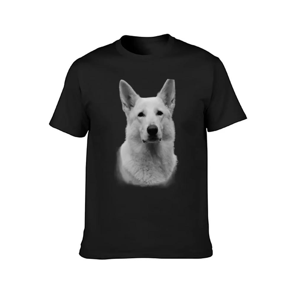 White German Shepherd T-Shirt Quick Drying Oversized Mens Tall T Shirts