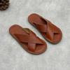 Johnature Handmade Genuine Leather Flat Slippers Soft Cowhide Soft Sole Comfortable Women's Outdoor Slides