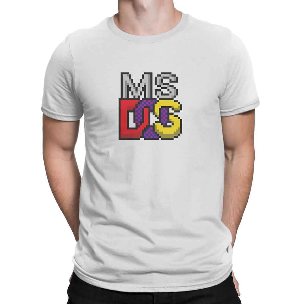 Elegant T-Shirt for Men MS-DOS Funny Cotton Tee Shirt Round Collar Short Sleeve T Shirt Printed Clothes