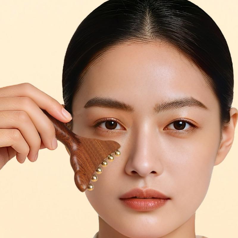 Brass Gua Sha Meridian Body Massager Sandalwood Skin Scraping Meridian Lymphatic Muscle Relief Massage Copper Guasha Board