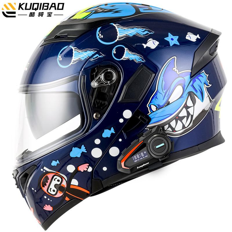 

Kuqibao Anti Fog Dual Lens Open Face Helmet Мотоциклетный шлем Bluetooth с длительным сроком службы и экраном дисплея XL