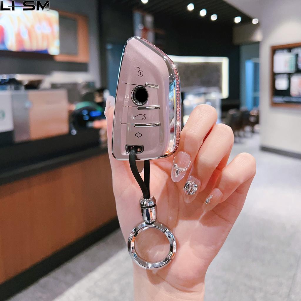 Pink Diamond Style Tpu For Bmw 216I F46 X1 X2 X3 X5 X6 Gt 2 5 6 7 Series 3 4 Button Remote Car Key Case Cover Holder Keychain