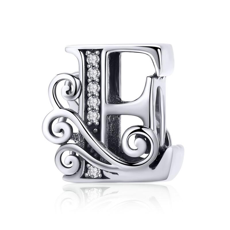 bamoer Funny 925 Silver DIY Letter Alphabet Metal Beads fit for Silver 925 Bracelet Heart Pattern Charms DIY