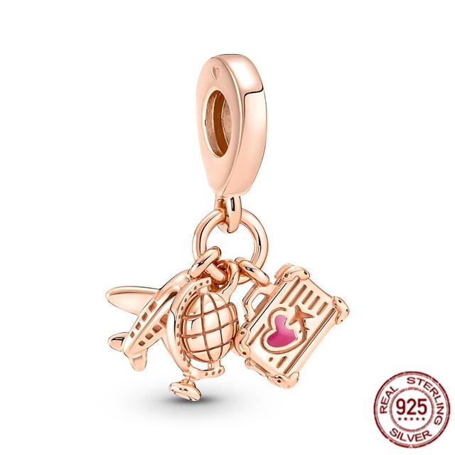 Rose Gold Plated Pendant Charm Gift 925 Sterling Silver Dangle Bead Fit Original Fasion Bracelet Necklace Jewelry For Women