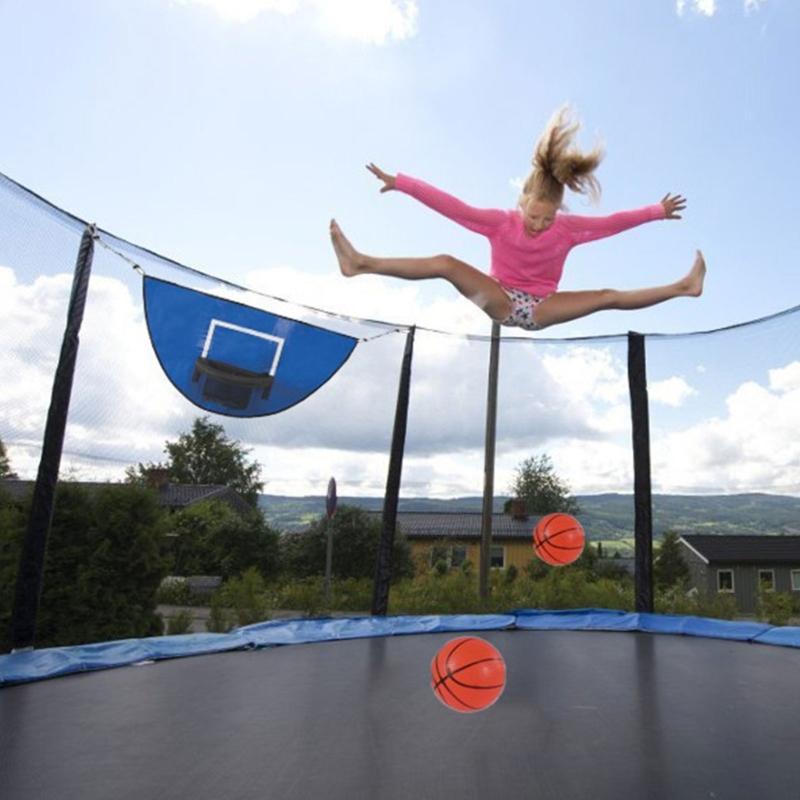 Trampolines Basketballs Hoop Set with Breakaways Rims Small Balls Pump Suitable for Indoor Outdoor Play Easy Assembly
