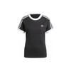 Originals Trefoil Three-Stripe Colorblock Casual Short Sleeve T-Shirt Women Black IK4051