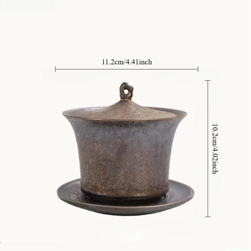 Japanese Rust Glaze Stoneware Teapot Handcrafted Retro Ceramic Kungfu Tea Pot Filter & Handle SmallAirtight Design (Single Pot)