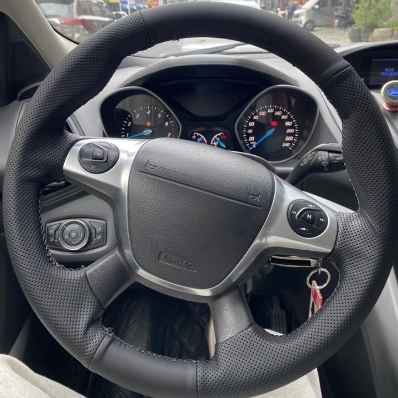 

Чохол на кермо автомобіля Шкіряний Для Ford Focus 3 C-MAX 2011-2014 KUGA Escape 2013-2016 Салон автомобіля Стиль автомобіля Beige Thread