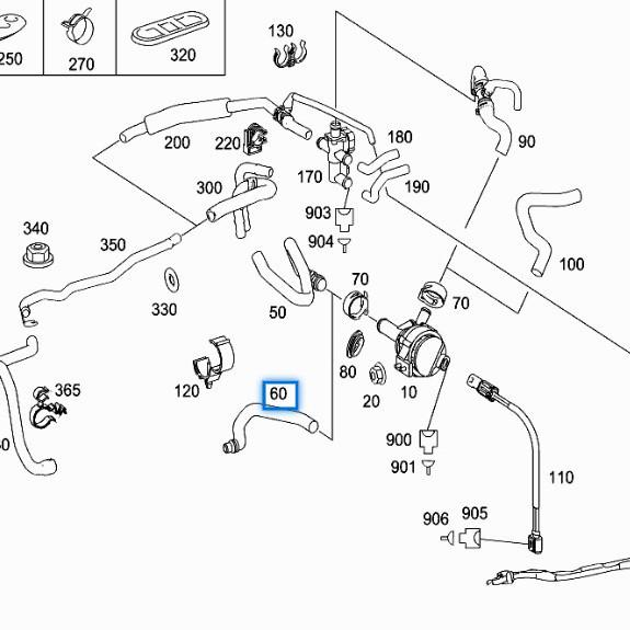 Mercedes-Benz S-Class W221 Coolant Hose (2218301996)