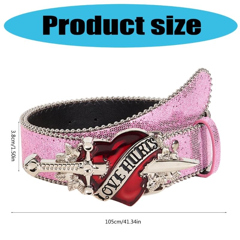 Modischer Schnapp-Herz-Schnallen-Gürtel für Damen Glitzernde Pailletten-Taillengürtel für Abendveranstaltungen Lässiges Formelles Taillen-Accessoire