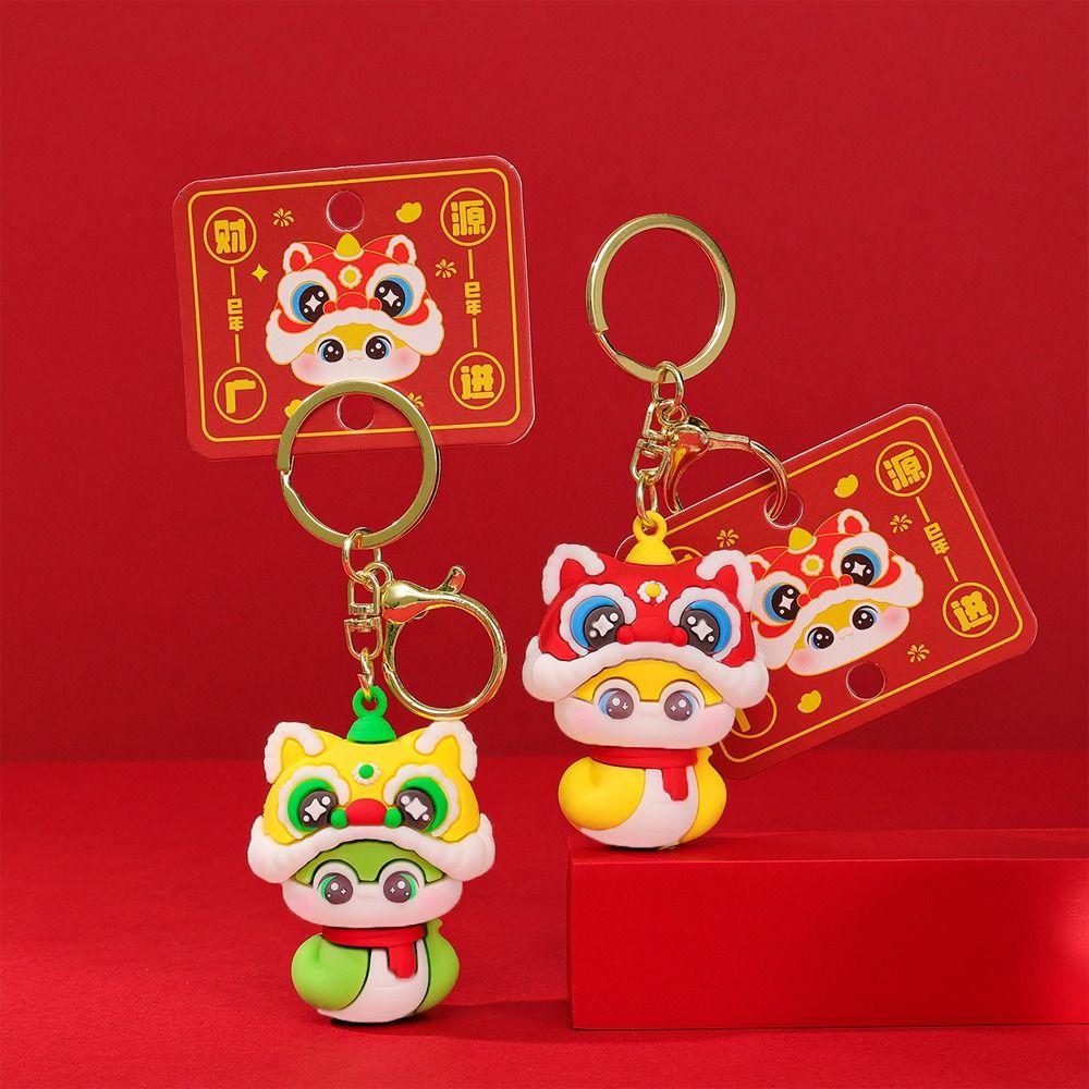Cute Lucky Snake Key Ring Blessing Chinese New Year Pendant Creative Snake Year Keychain  Kids