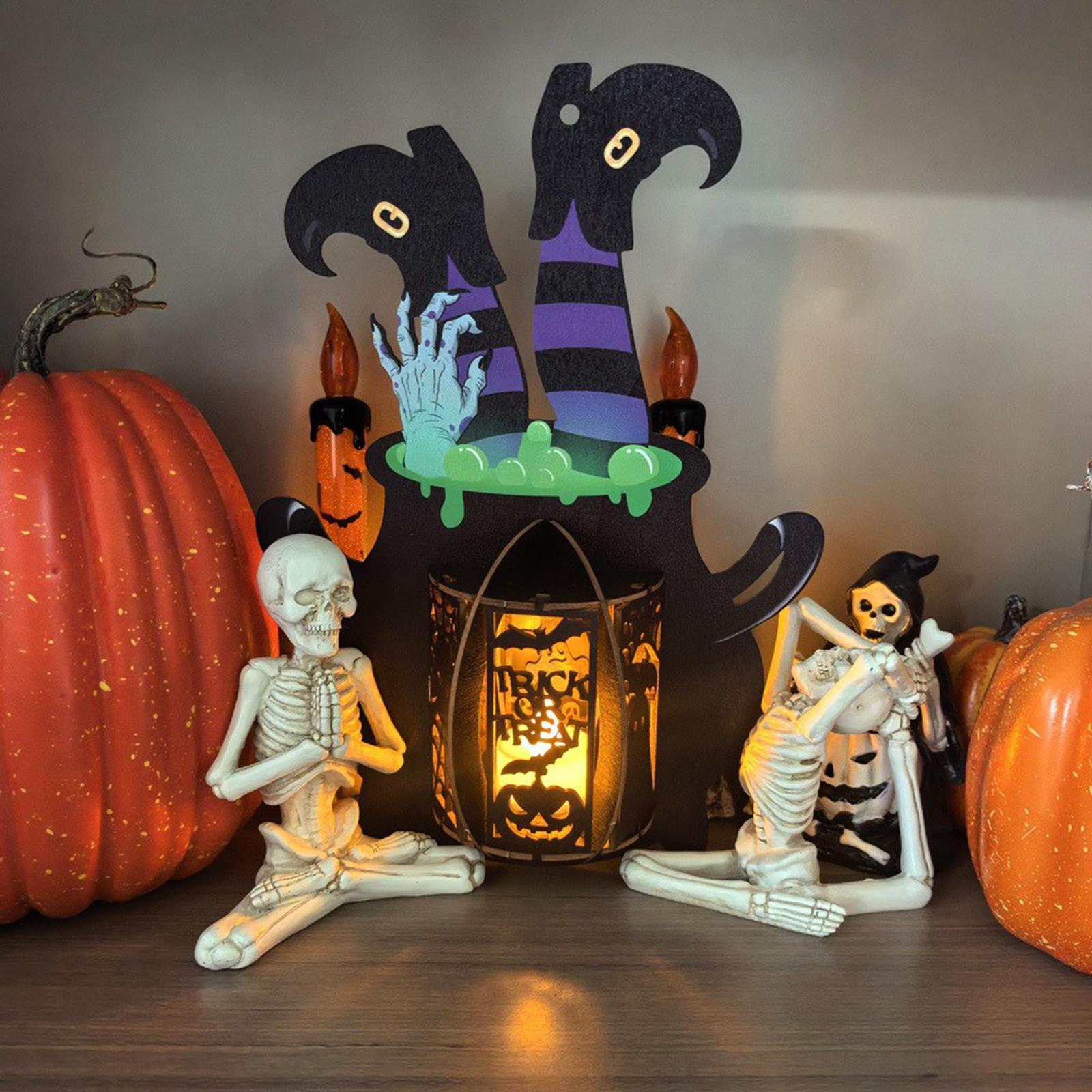 

Креативний Хелловінський Дерев яний Вирізаний З Підсвічуванням, Підвіски-Павуки, Підставки для Демонстрації та Маленькі Нічні Світильники. One Size