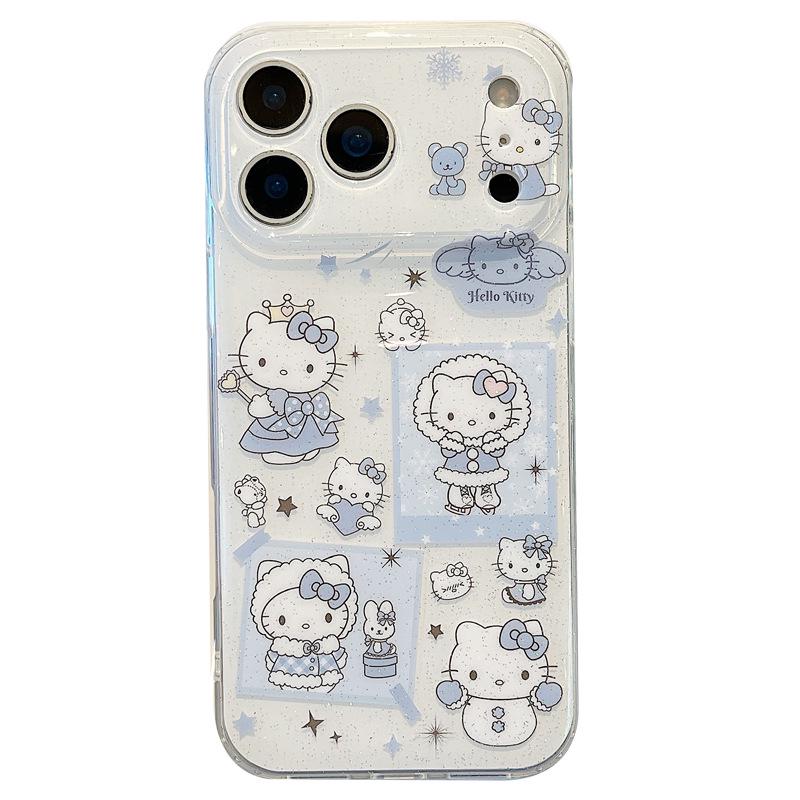 Trendy Double-Sided Cartoon KT Cat Winter Phone Case for iPhone 17 Pro Max - Drop-Proof Design