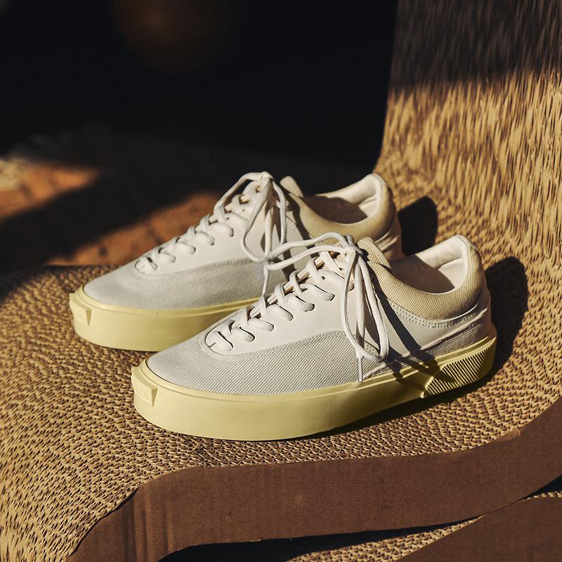 

Мужская обувь Guochao Same, обувь из вулканизированного холста Niche Design, мужская дышащая спортивная обувь для студентов с низким верхом 39 бежевый