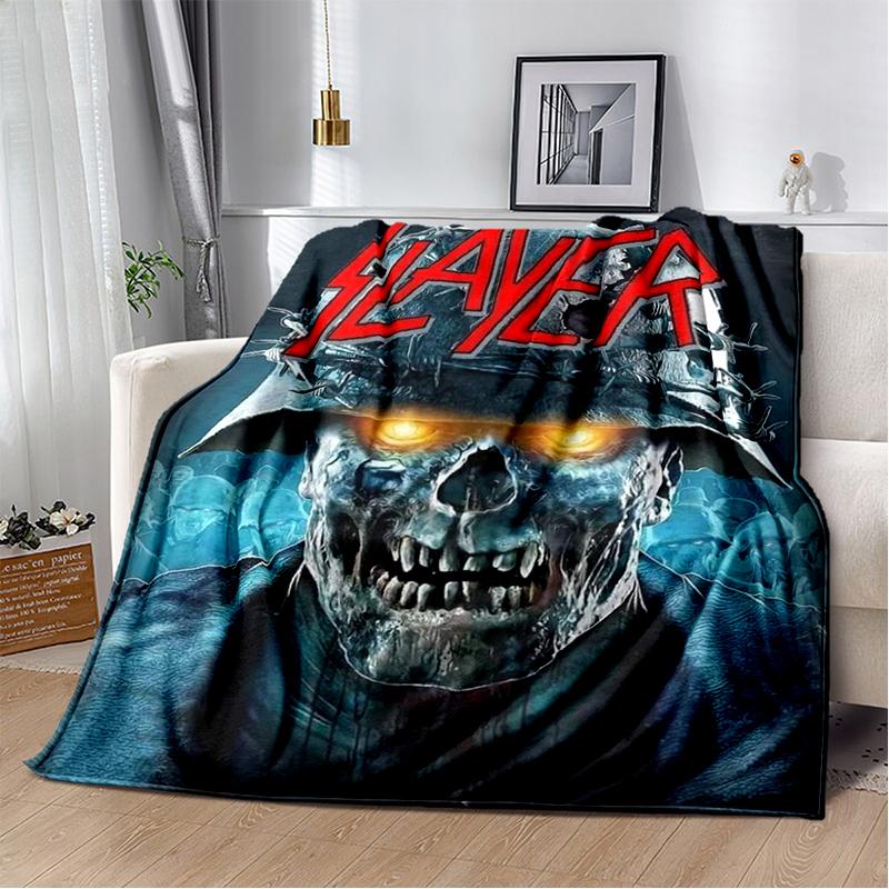 3D Retro Band Slayer Heavy Metal Rcck Sign Blanket,Soft Throw Blanket for Home Bedroom Bed Sofa Travel Cover Kid Gift