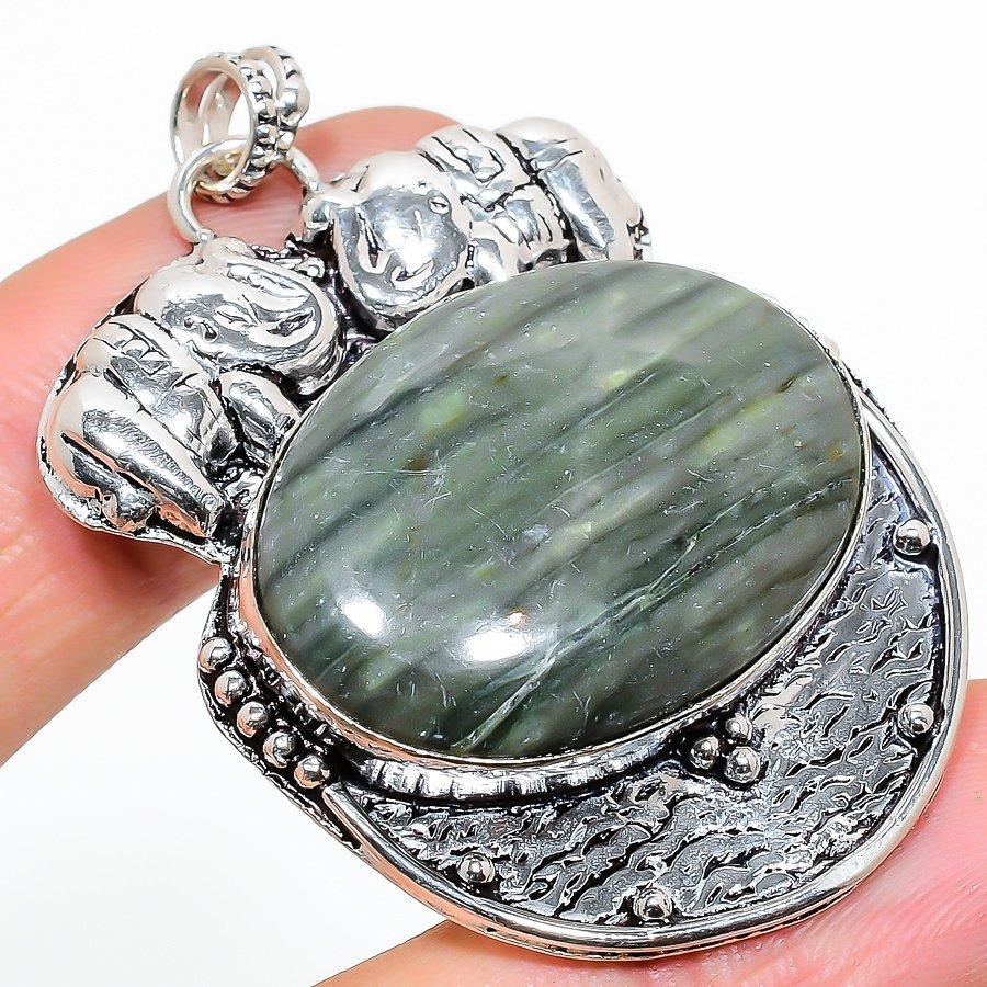 

Этническая ювелирная подвеска ручной работы с императорским опалом и драгоценным камнем 2,17 дюйма VR-1860